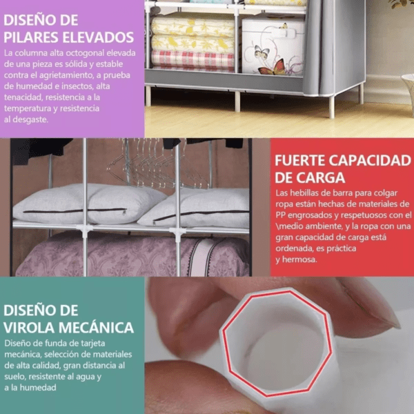 Closet Portátil de 3 Compartimientos - Imagen 5