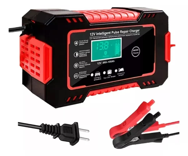 Cargador Bateria Carro Moto 12v Pantalla