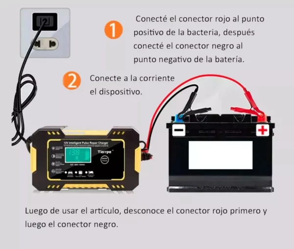 Cargador Bateria Carro Moto 12v Pantalla - Imagen 4